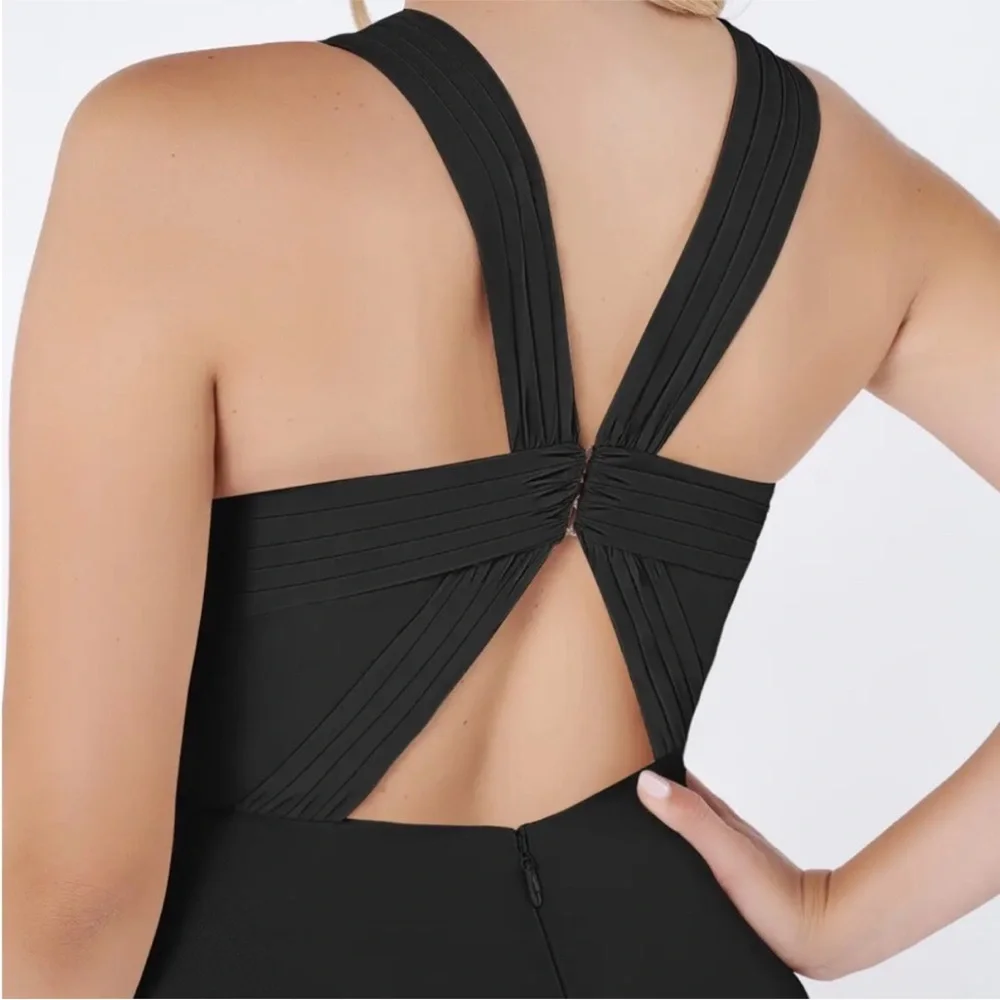 Azazie Jane Elegant Black Evening Gown - Chiffon - Picture 3 of 10